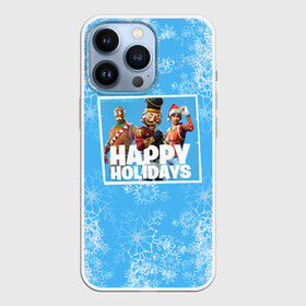 Чехол для iPhone 13 Pro с принтом Happy holidays Fortnite в Петрозаводске,  |  | игра | персонажи | снег | снежинки | фото