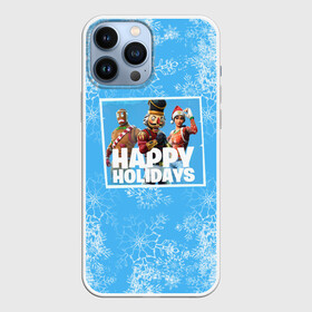 Чехол для iPhone 13 Pro Max с принтом Happy holidays Fortnite в Петрозаводске,  |  | Тематика изображения на принте: игра | персонажи | снег | снежинки | фото