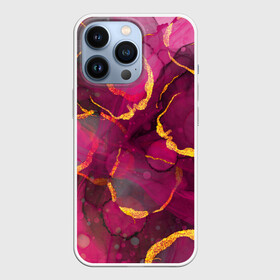 Чехол для iPhone 13 Pro с принтом Малиновое вино в Петрозаводске,  |  | alcohol ink | pink | purple | wine | абстракция | акварель | бордо | бордовый | вино | золото | золотой | красный | круги | малиновый | пузыри | пурпурный | разводы | спиртовые чернила