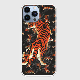 Чехол для iPhone 13 Pro Max с принтом Тигр хищник в Петрозаводске,  |  | большие кошки | волны | год тигра | паттерн | тигр | хищник