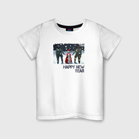 Детская футболка хлопок с принтом Counter Strike HNY в Петрозаводске, 100% хлопок | круглый вырез горловины, полуприлегающий силуэт, длина до линии бедер | люди | мужчины | персонажи | снег | снеговик