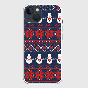 Чехол для iPhone 13 с принтом Christmas Background в Петрозаводске,  |  | background | christmas | holiday | knitted pattern | new year | pattern | snowman | вязаный узор | новый год | праздник | рождество | снеговик | узор | фон