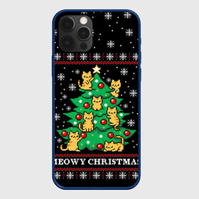 Чехол для iPhone 12 Pro Max с принтом MEOWY CHRISTMAS | 2022 в Петрозаводске, Силикон |  | 2020 | 2021 | 2022 | christmas | meow | meowy christmas | merry | кот | леденец | мяу | нг | новогодний | новый год | олени | рождество | свитер | узоры
