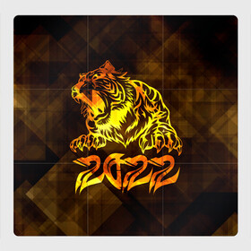 Магнитный плакат 3Х3 с принтом Хищник Тигр 2022 в Петрозаводске, Полимерный материал с магнитным слоем | 9 деталей размером 9*9 см | 2022 | tiger | восточный тигр | год тигра | кошка | тигр | тигренок | хищник
