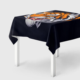 Скатерть 3D с принтом Саблезубый тигр (голова) в Петрозаводске, 100% полиэстер (ткань не мнется и не растягивается) | Размер: 150*150 см | tiger | восточный тигр | год тигра | голова | кошка | саблезубый | тигр | тигренок | хищник