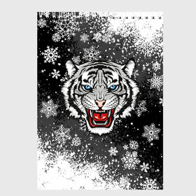 Скетчбук с принтом НОВОГОДНИЙ БЕЛЫЙ ТИГР 2022 в Петрозаводске, 100% бумага
 | 48 листов, плотность листов — 100 г/м2, плотность картонной обложки — 250 г/м2. Листы скреплены сверху удобной пружинной спиралью | 2022 | beast | merry christmas | new year | red bow | santa hat | snow | tiger | winter | winter is coming | year of the tiger | год тигра | дед мороз | животные | звери | зверь | зима | зима 2022 | зима близко | новог | новогодни