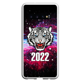 Чехол для Samsung Galaxy S10 с принтом ЧЁРНЫЙ ТИГР НОВЫЙ ГОД 2022   GRAY TIGER NEW YEAR в Петрозаводске, Силикон | Область печати: задняя сторона чехла, без боковых панелей | 2022 | beast | merry christmas | new year | red bow | santa hat | snow | tiger | winter | winter is coming | year of the tiger | год тигра | дед мороз | животные | звери | зверь | зима | зима 2022 | зима близко | новог | новогодни