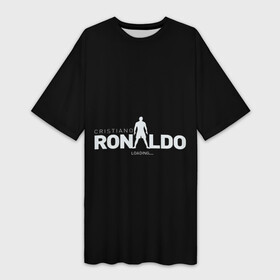 Платье-футболка 3D с принтом Cristiano Ronaldo Black Theme в Петрозаводске,  |  | cr7 | cristiano ronaldo | англия | апл | кригтиану | криштиану ронадлу | манчестер юнайтед | мю | премьер лига | роналду | футбол