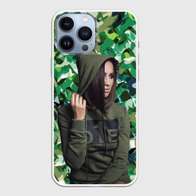 Чехол для iPhone 13 Pro Max с принтом Olga Buzova   camouflage в Петрозаводске,  |  | beauty | camouflage | celebrity | girl | military | olga buzova | девушка | знаменитость | камуфляж | красавица | ольга бузова
