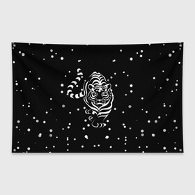 Флаг-баннер с принтом Новый год 2022 (символ года) в Петрозаводске, 100% полиэстер | размер 67 х 109 см, плотность ткани — 95 г/м2; по краям флага есть четыре люверса для крепления | 2022 | зима | новый год | символ года | снег | тигр