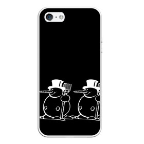Чехол для iPhone 5/5S матовый с принтом Снеговик на черном фоне в Петрозаводске, Силикон | Область печати: задняя сторона чехла, без боковых панелей | snowman | зима | минимализм | новый год | снеговик