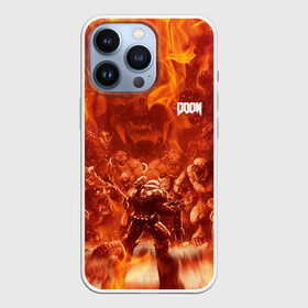 Чехол для iPhone 13 Pro с принтом Hell Monster vs Doom в Петрозаводске,  |  | demons | devil | doom | doom eternal | doom slayer | doomguy | hell | slayer | ад | демон | демоны | дум | дум гай | думгай | солдат рока