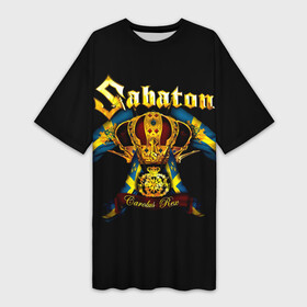 Платье-футболка 3D с принтом Carolus Rex  Sabaton в Петрозаводске,  |  | battle metal | panzerkampf | primo victoria | sabaton | the art of war | the great war | атака мертвецов | бисмарк | войны | йоаким броден | латный ботинок | метал | ночные ведьмы | пауэр | рок группа | рыцарские доспехи | сабатон