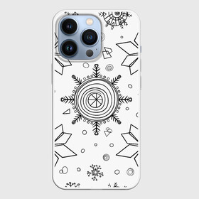 Чехол для iPhone 13 Pro с принтом Паттерн из простых чёрных снежинок в Петрозаводске,  |  | бесшовный | графика | зима | зимний | зимний паттерн | карандашом | паттерн | простые снежинки | снег | снегопад | снежинка | снежинки | чёрные снежинки | чёрный карандаж
