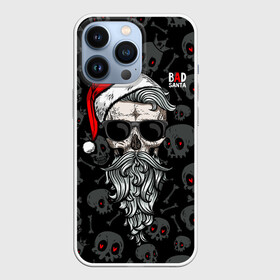 Чехол для iPhone 13 Pro с принтом Santa from Hell в Петрозаводске,  |  | Тематика изображения на принте: beard | christmas | hipster | new year | red cap | red eyes | santa claus | santa from hell | skulls | борода | дед мороз | красные глаза | красный колпак | новый год | рождество | санта из ада | санта клаус | хипстер | черепа