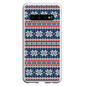 Чехол для Samsung Galaxy S10 с принтом Knitted Christmas Pattern в Петрозаводске, Силикон | Область печати: задняя сторона чехла, без боковых панелей | christmas | holiday | knitted pattern | new year | pattern | snowflakes | texture | вязаный узор | новый год | праздник | рождество | снежинки | текстура | узор