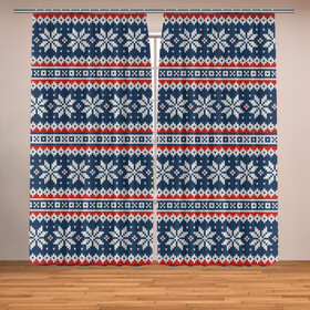 Фотошторы с принтом Knitted Christmas Pattern в Петрозаводске, Блэкаут (светозащита 90%) / Габардин (светозащита 40% | 2 полотна шириной по 145 см; Высота 200-300 см; Крепление: шторная лента (на крючки); | christmas | holiday | knitted pattern | new year | pattern | snowflakes | texture | вязаный узор | новый год | праздник | рождество | снежинки | текстура | узор