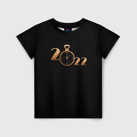Детская футболка 3D с принтом Часы 2022 в Петрозаводске, 100% гипоаллергенный полиэфир | прямой крой, круглый вырез горловины, длина до линии бедер, чуть спущенное плечо, ткань немного тянется | 2022 | куранты | нг | новый год | подарок | праздник | рождество | часы