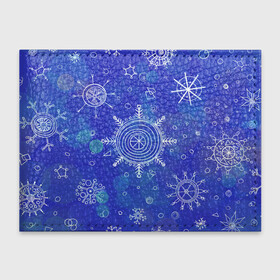 Обложка для студенческого билета с принтом Белые простые снежинки на синем фоне в Петрозаводске, натуральная кожа | Размер: 11*8 см; Печать на всей внешней стороне | белые снежинки | зимний | зимний паттерн | новогодний | паттерн со снежинками | светящееся снежинки | синий фон | снегопад | снегопад на синем фоне | снежинки | снежинки карандашом