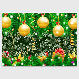 Поздравительная открытка с принтом Новогоднее Настроение (Елка) в Петрозаводске, 100% бумага | плотность бумаги 280 г/м2, матовая, на обратной стороне линовка и место для марки
 | 2022 | елка | елочные игрушки | елочные шарики | зимнее настроение | новогоднее настроение | новый год | новый год 2022 | снежинки