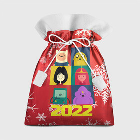 Подарочный 3D мешок с принтом Новогоднее Время Приключений 2022 в Петрозаводске, 100% полиэстер | Размер: 29*39 см | 2022 | adventure time | new year | время приключений | зима | праздник