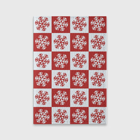 Обложка для паспорта матовая кожа с принтом Шахматные Снежинки в Петрозаводске, натуральная матовая кожа | размер 19,3 х 13,7 см; прозрачные пластиковые крепления | зима | новогоднее настроение | новый год | снежинки | шахматные снежинки | шахматы
