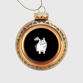Стеклянный ёлочный шар с принтом КОТ БЕНДЕР (МЕМ) в Петрозаводске, Стекло | Диаметр: 80 мм | bender | cat | meme | memes | meow | бендер | кот | кошка | мем | мемы | мяй | толстый