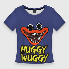 Женская футболка 3D Slim с принтом Poppy Playtime smile Huggy Wuggy в Петрозаводске,  |  | huggy | poppy playtime | smile | wuggy | зубы