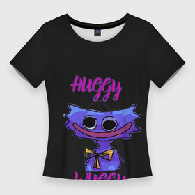Женская футболка 3D Slim с принтом Poppy Playtime Huggy Хагги Вагги в Петрозаводске,  |  | huggy wuggy | poppy playtime | монстр | фабрика игрушек | хагги вагги