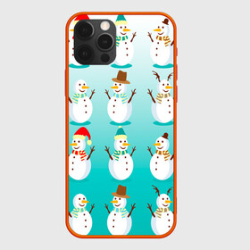 Чехол для iPhone 12 Pro Max с принтом Веселые снеговички узор в Петрозаводске, Силикон |  | 2022 | веселье | градиент | зима | новый год | праздники | снег | снеговики | снеговички | традиции | узор | узорчик