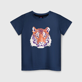 Детская футболка хлопок с принтом Тигра оранжевый в Петрозаводске, 100% хлопок | круглый вырез горловины, полуприлегающий силуэт, длина до линии бедер | 2022 | blue water tiger | год тигра | дедмороз | ёлка | кошка | новыйгод | полосатый год | синий тигр | тигриный новый год | черный тигра