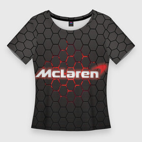 Женская футболка 3D Slim с принтом McLaren carbon theme в Петрозаводске,  |  | f1 | formula 1 | mclaren | авто | гонки | макларен | формула 1