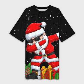 Платье-футболка 3D с принтом SANTA, DAB в Петрозаводске,  |  | 2021 | 2022 | bad | christmas | dab | happy | merry | merry christmas | new year | santa | snow | sweater | ugly christmas | winter | деб | дэб | зима | новогодний | новогодняя | новый год | рождественский | рождественский свитер | рождеств