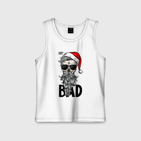 Детская майка хлопок с принтом SANTA CLAUS BAD в Петрозаводске,  |  | bad | beard | christmas | hipster | new year | red cap | santa claus | skull | борода | красный колпак | новый год | очки | рождество | санта клаус | хипстер | череп