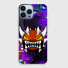 Чехол для iPhone 13 Pro Max с принтом GEOMETRY DASH DEMON SKIN   ГЕОМЕТРИ ДАШ ДЕМОН СКИН в Петрозаводске,  |  | Тематика изображения на принте: 2d игра | geometry dash | mobile game | robtop | space | геометри даш | космос | кубики | кубы | мобильная игра | неон