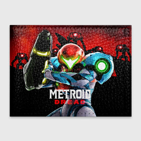 Обложка для студенческого билета с принтом Metroid Dread в Петрозаводске, натуральная кожа | Размер: 11*8 см; Печать на всей внешней стороне | Тематика изображения на принте: action | metroid | metroid dread | samus aran | zdr | метроид дред | мэторойдо дореддо | робот emmi | самус аран