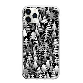 Чехол для iPhone 11 Pro матовый с принтом Лес абстрактных ёлок в Петрозаводске, Силикон |  | абстракция | ёлка | ель | лес | новогодний | новый год | паттерн | рождество | снег | снежинки | чернобелый
