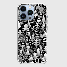 Чехол для iPhone 13 Pro с принтом Лес абстрактных ёлок в Петрозаводске,  |  | абстракция | ёлка | ель | лес | новогодний | новый год | паттерн | рождество | снег | снежинки | чернобелый