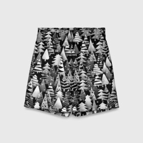 Детские спортивные шорты 3D с принтом Лес абстрактных ёлок в Петрозаводске,  100% полиэстер
 | пояс оформлен широкой мягкой резинкой, ткань тянется
 | абстракция | ёлка | ель | лес | новогодний | новый год | паттерн | рождество | снег | снежинки | чернобелый