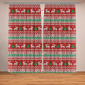 Фотошторы с принтом Deer Christmas Pattern в Петрозаводске, Блэкаут (светозащита 90%) / Габардин (светозащита 40% | 2 полотна шириной по 145 см; Высота 200-300 см; Крепление: шторная лента (на крючки); | background | christmas | christmas pattern | deer | herringbone | holiday | knitted pattern | new year | pattern | texture | tree | вязаный узор | елка | елочка | новогодний узор | новый год | олени | паттерн | праздник | рождество | текстура | узор | фон