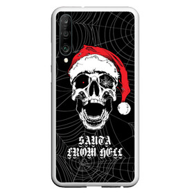 Чехол для Honor P30 с принтом Santa Сlaus from hell в Петрозаводске, Силикон | Область печати: задняя сторона чехла, без боковых панелей | christmas | new year | red cap | santa claus | santa from hell | skull | spider web | дед мороз | красный колпак | новый год | паутина | рождество | санта из ада | санта клаус | череп