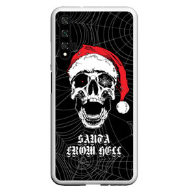 Чехол для Honor 20 с принтом Santa Сlaus from hell в Петрозаводске, Силикон | Область печати: задняя сторона чехла, без боковых панелей | christmas | new year | red cap | santa claus | santa from hell | skull | spider web | дед мороз | красный колпак | новый год | паутина | рождество | санта из ада | санта клаус | череп