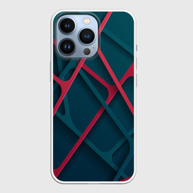 Чехол для iPhone 13 Pro с принтом Серо красные нити в Петрозаводске,  |  | абстракция | линии | нити | паутина | пересечение