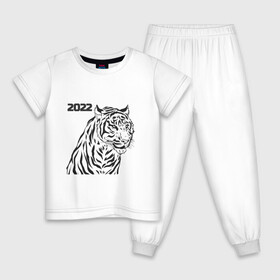 Детская пижама хлопок с принтом ТиГрРрА в Петрозаводске, 100% хлопок |  брюки и футболка прямого кроя, без карманов, на брюках мягкая резинка на поясе и по низу штанин
 | 2022 | зима | кот | новый год | тигр