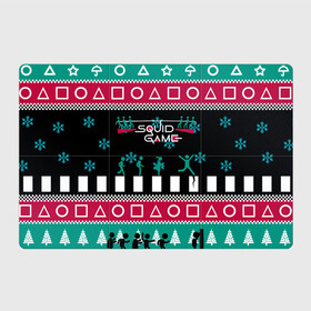 Магнитный плакат 3Х2 с принтом Свитер Кальмара в Петрозаводске, Полимерный материал с магнитным слоем | 6 деталей размером 9*9 см | christmas | new year | squid | squid game | зимний | игра в кальмара | кальмар | новогодний | новый год | паттерн кальмар | праздник | праздничный | рождественский | рождественский свитер | рождество