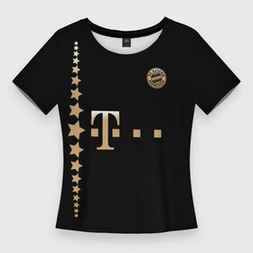 Женская футболка 3D Slim с принтом Bayern Lewandowski Black Theme в Петрозаводске,  |  | bavaria | bayern | lewandowski | бавария | германия | левандовски | лига чемпионов | мюнхен | польша | футбол