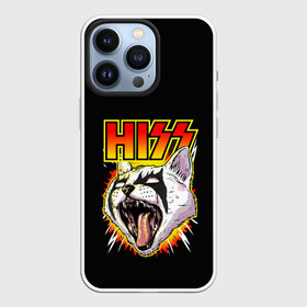 Чехол для iPhone 13 Pro с принтом Hiss кот рокер в Петрозаводске,  |  | cat | hiss | kitty | молнии звука | орущий кот | рокер | хисс