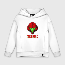 Детское худи Oversize хлопок с принтом Metroid Dread Head в Петрозаводске, френч-терри — 70% хлопок, 30% полиэстер. Мягкий теплый начес внутри —100% хлопок | боковые карманы, эластичные манжеты и нижняя кромка, капюшон на магнитной кнопке | game | logo | mercurysteam | metroid dread | metroid fusion | игра | компьютерная игра | лого | логотип | метроид дреад | мэтройдо дореддо | эмблема