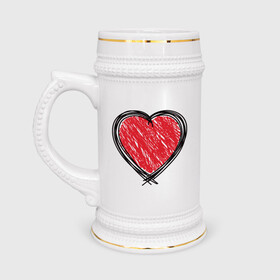 Кружка пивная с принтом Doodle Heart в Петрозаводске,  керамика (Материал выдерживает высокую температуру, стоит избегать резкого перепада температур) |  объем 630 мл | граффити | карандаш | любовь | набросок | рисунок | сердце | эских