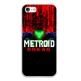 Чехол для iPhone 5/5S матовый с принтом Metroid Dread Самус Аран и потеки крови в Петрозаводске, Силикон | Область печати: задняя сторона чехла, без боковых панелей | aran | dread | mercurysteam | metroid | nintendo | samus | samus aran | самус аран